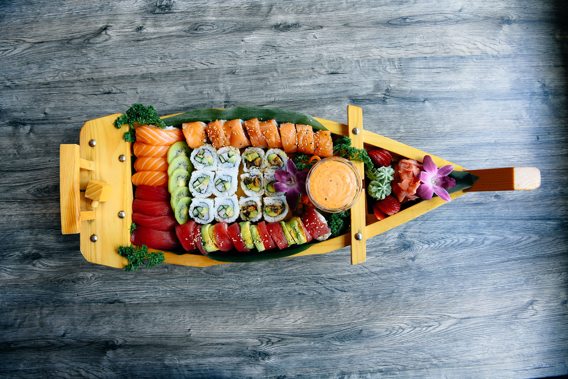 OCEAN WAVE sushi and sashimi love boat platter